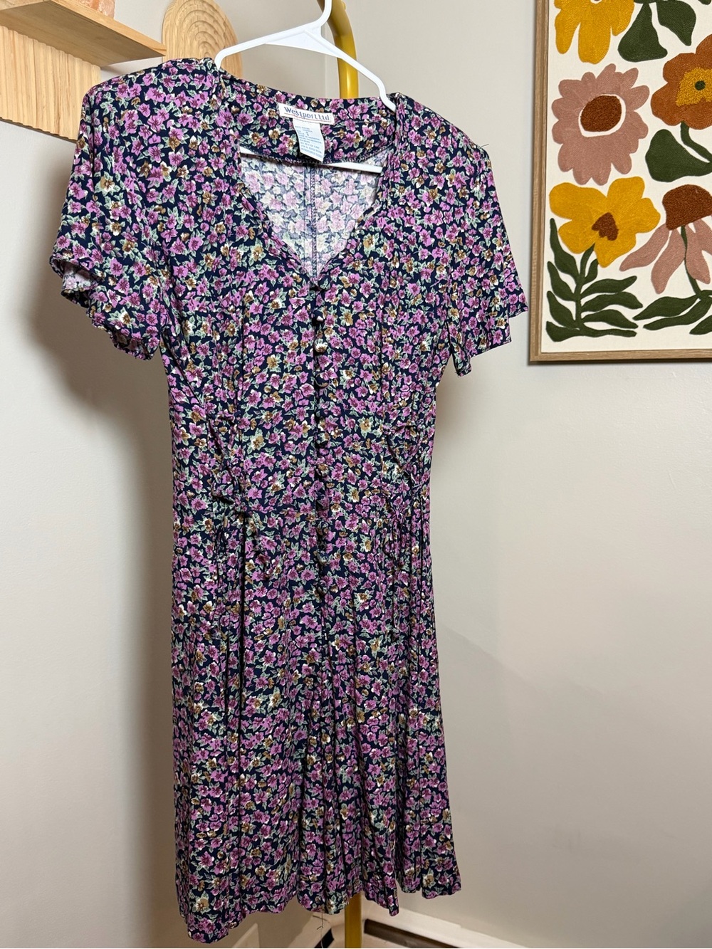 Westport Ltd. Floral Midi Dress in Purple & Pink Size 8 Like New